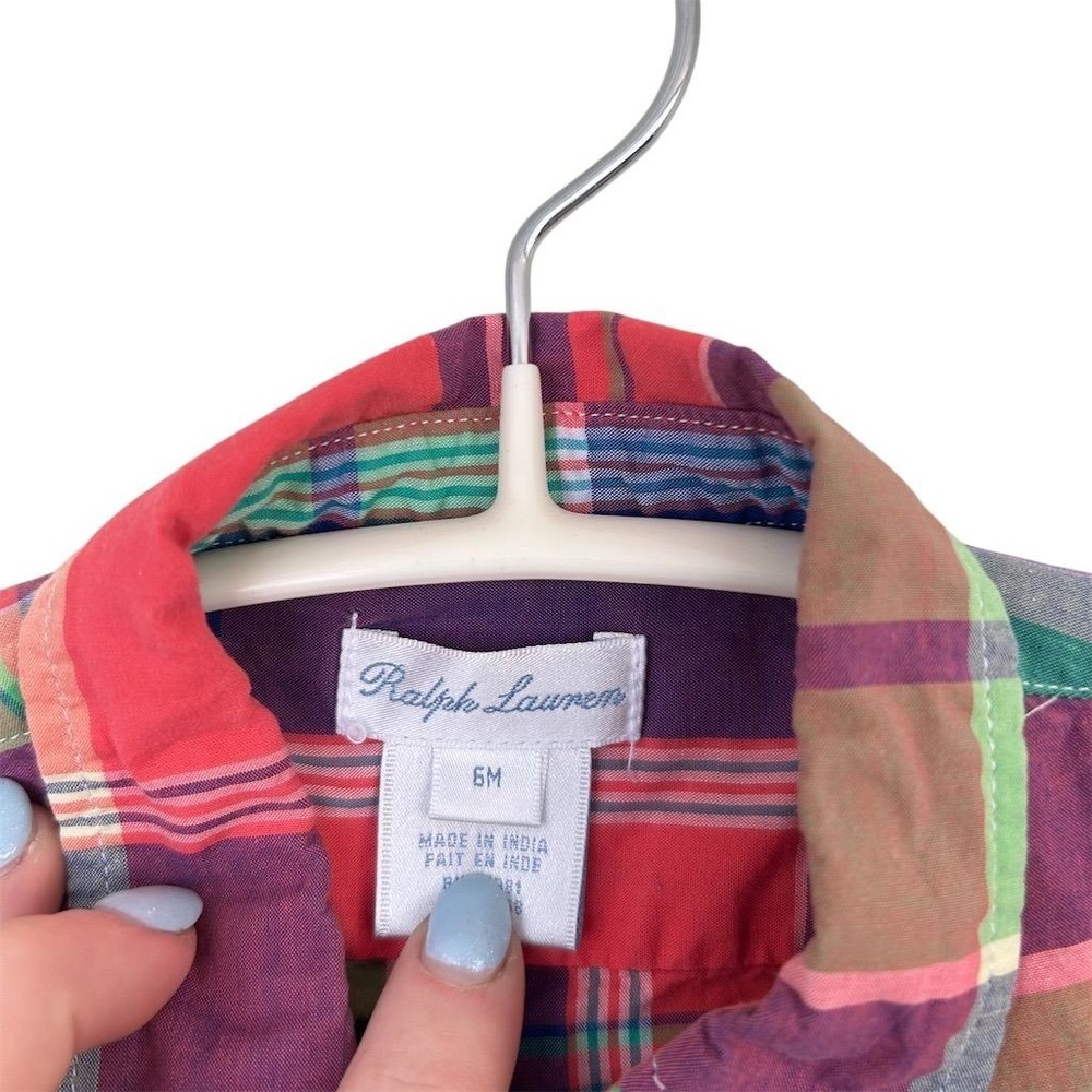 Ralph Lauren Baby Boys Plaid Button-Down Shirt 6-9 Months Multicolor - Picture 5 of 7